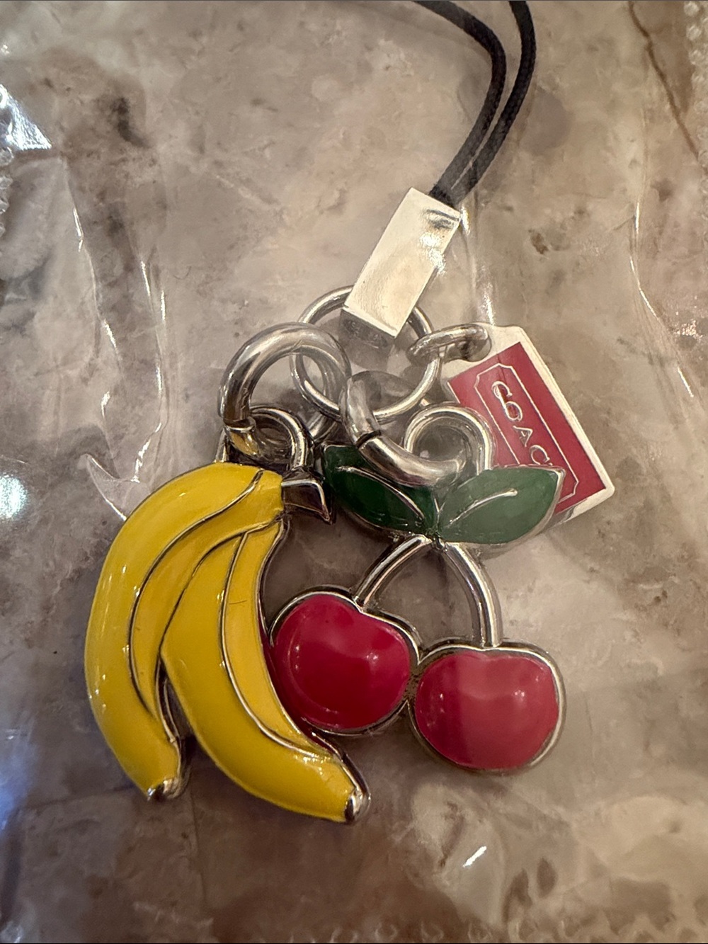 Coach Vintage Y2K Enamel Fruit Bag Charm in Yellow, Red & Green